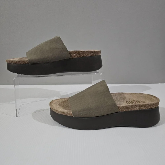 NEW Munro Nalia Sandal Platform Slide Khaki Green Size 8 SUPER SLIM WIDTH - Picture 2 of 13